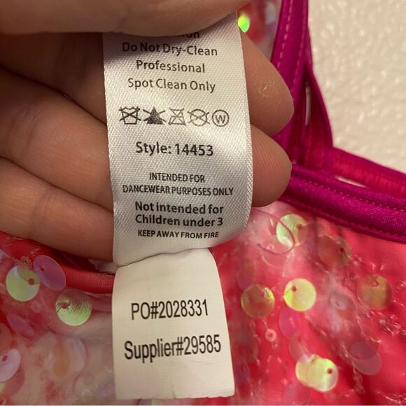 WEISSMAN Dance Costume hot pink sequin fringe Happiness 14453 MA-Medium adult - Picture 9 of 13